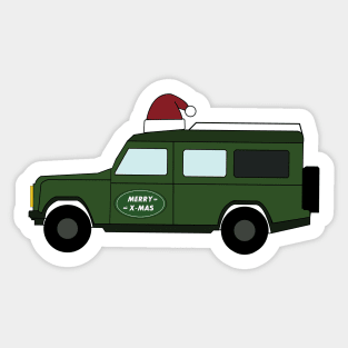 4x4 Off-Road Vehicle Suv Santa Hat Merry Christmas Sticker